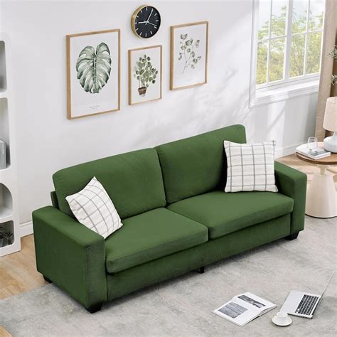 Qeetex Modern Corduroy 2 Seater Sofa Deep Seat Couch with Wide Armrest ...