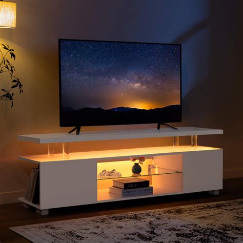 Led Tv Stand White Tv Stands For Living Room Modern | Desertcart INDIA