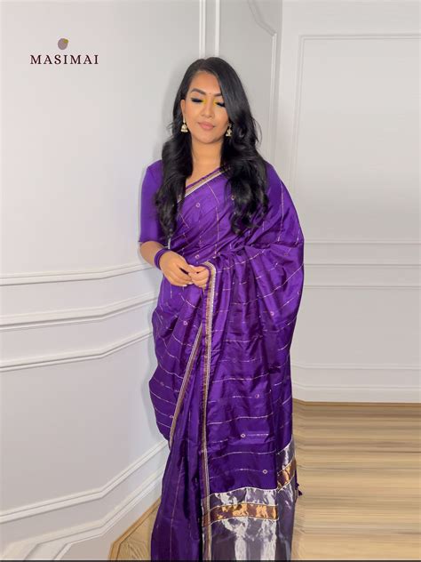 குயிலி | Kuyili - Purple embroidered silk saree - MASIMAI – Masimai