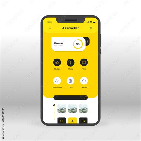 Yellow app download market UI, UX, GUI screen for mobile apps design ...