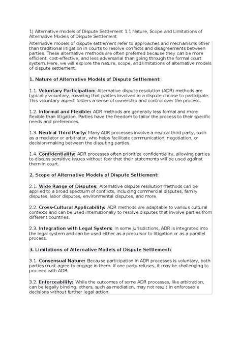 ADR - Comprehensive Notes on Alternative Dispute Resolution Techniques ...