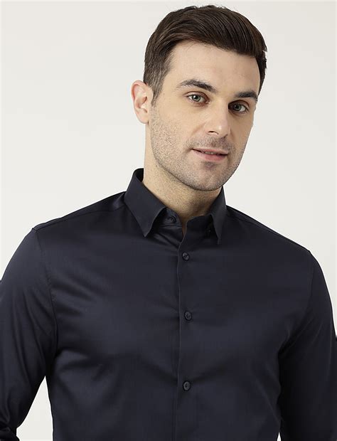 Buy Cotton Mix Plain Spread Collar Shirt at Marks & Spencer