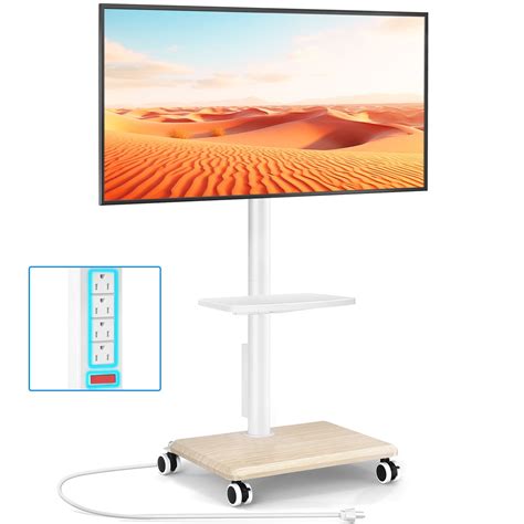 RTVR Mobile TV Stand with Wheels for Home Decor, with Power Outlet Heavy Duty TV Stand Wheels ...