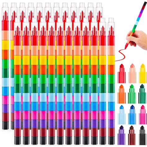 Loppdece 24 Pieces Stacking Crayons,Buildable Crayons,Colorful ...
