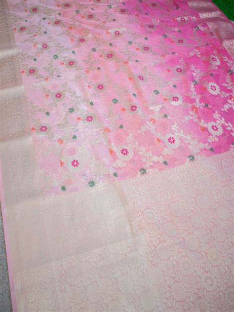 Banarasi Shaded Semi Silk Saree With Jaal Zari & Meena Weaving-Pink ...