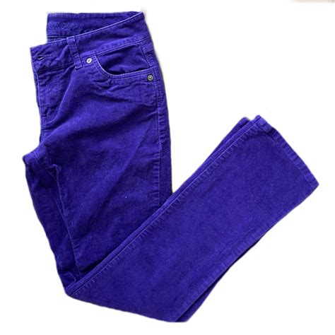 Purple Corduroy Pants 🖤 (one belt loop broken,... - Depop