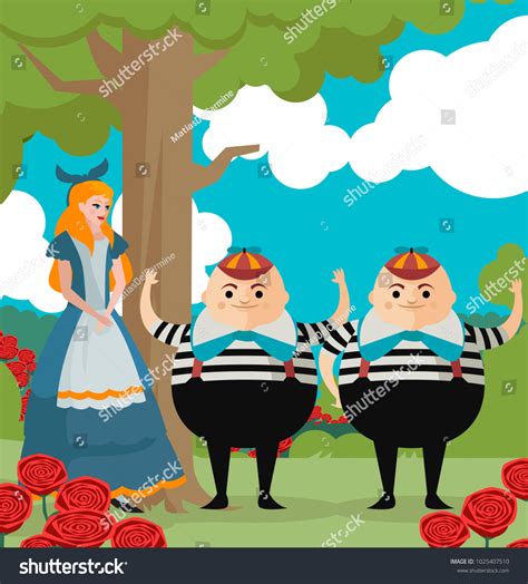 Tweedledum Tweedledee Alice Wonderland Twins Brothers Stock Vector ...