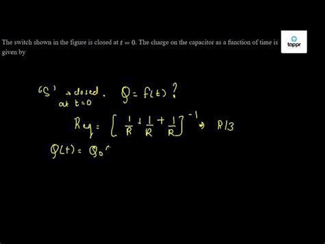 The switch shown in the figure is closed at t = 0 . The charge on the ...