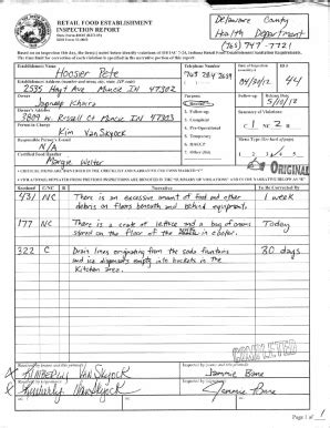 Fillable Online 2023 Indiana Retail Food Establishment Inspection ...