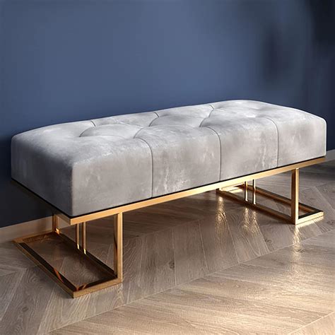 ObalTure Metal Entryway Bench For Bedroom Modern Ottoman End Of Bed ...