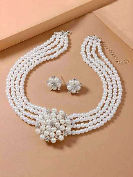 Elegant Necklace Earrings Set with Cubic Zirconia & Pearl | Peora ...