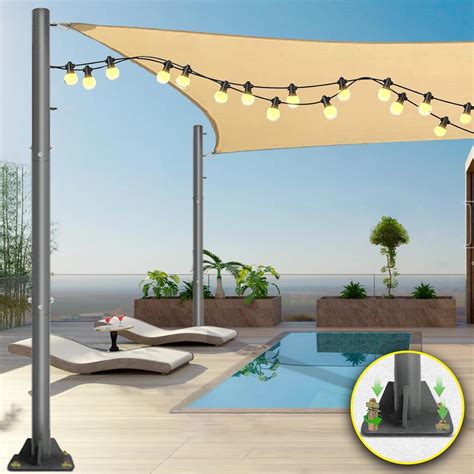 Amazon.com : 2 Sets Sun Shade Sail Poles - 10ft Outdoor Sunshade Sail ...