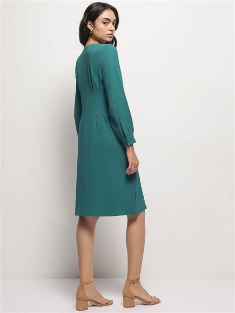 Shop Teal A-line Dress Premium Formal Workwear for Women