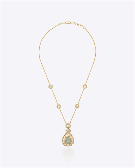 Aquamarine Petal Necklace | 14k Gold with Polki & Diamonds – Polki ...