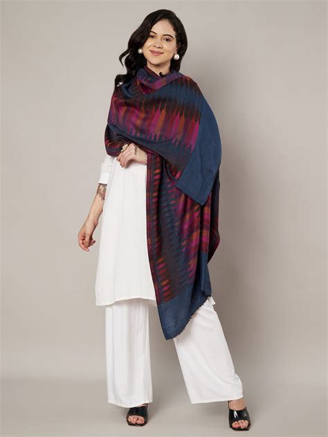 Woolen Women Stole with Ikat-Inspired Woven Motifs | Elegant Ethnic Wr ...