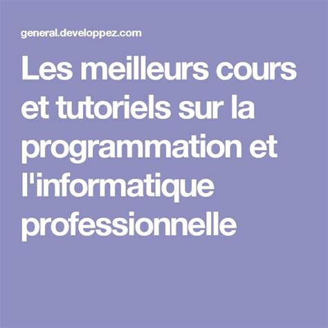 Image result for Programme Informatique Tutorial