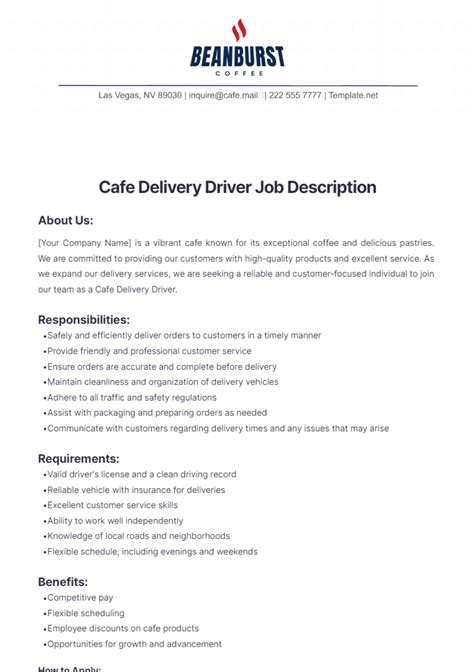 Delivery Driver Job Description