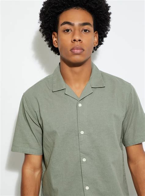 Buy URB_N Men Textured Regular Fit Resort Linen Shirt Online at just Rs ...