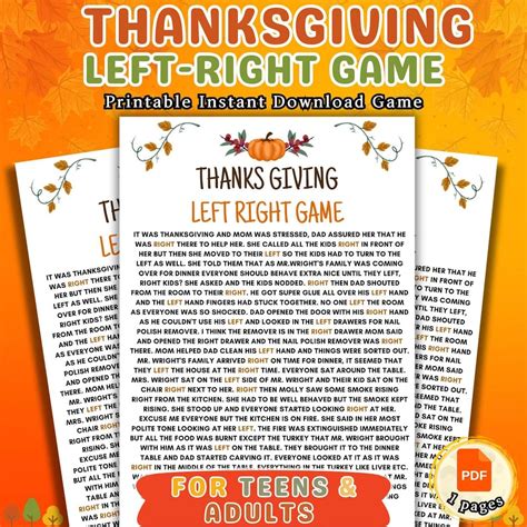 Thanksgiving left right game thanksgiving games friendsgiving games ...