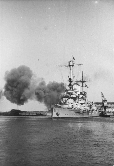 German battleship Schleswig-Holstein in action during the Battle of ...