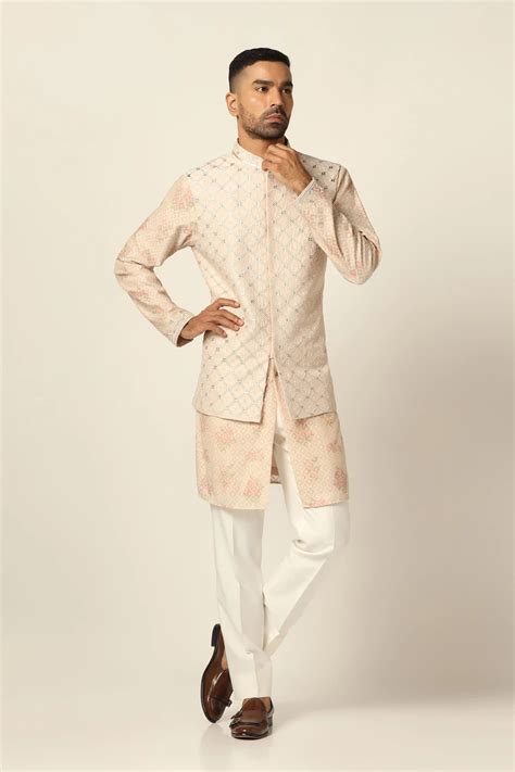 Buy Exclusive Peach Nehru Jacket Set for Men – Brahaan