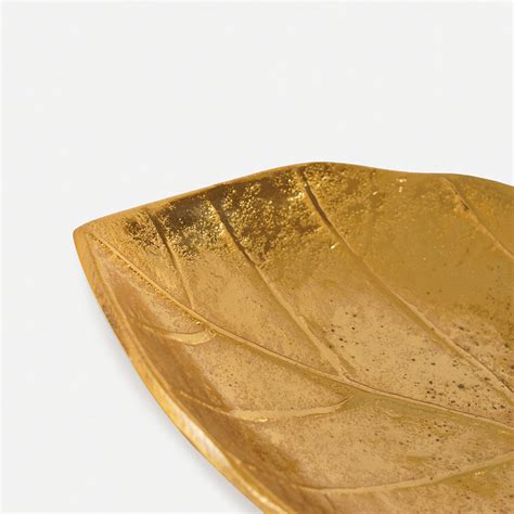 Shop Gold Metal Leaf Decorative Platter - Small - at Best Price Online ...