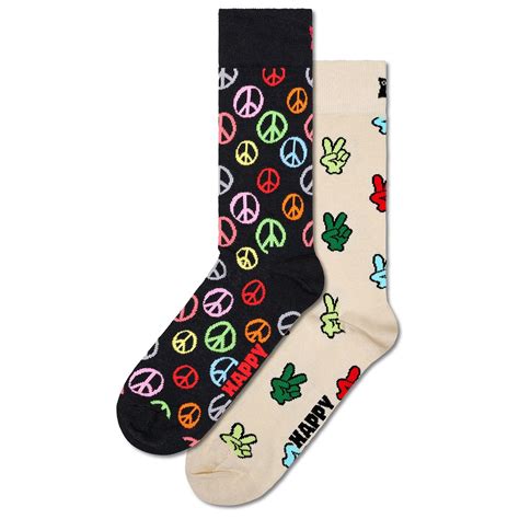 +Happy Sock Men's Peace Crew Socks Two Pack Boxed Gift Set