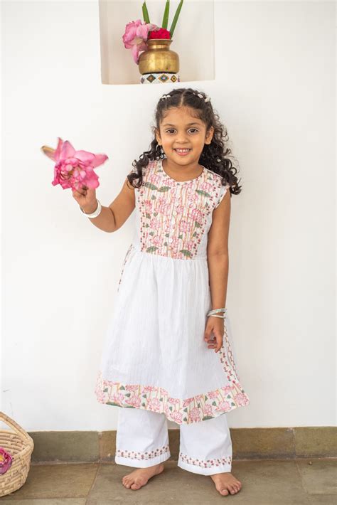 Lotus Loop Button Kurta Set for 6 months to 14 years girls