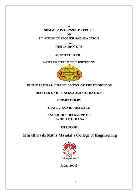 Customer Satisfaction Study - Summer Internship Report (MBA SIP 2022 ...