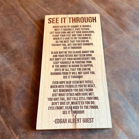 See It Through Poem by Edgar A. Guest Engraved Wood Sign - Etsy