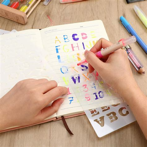 Buy 28 Pieces Letter and Number Stencils Reusable Plastic Letter ...