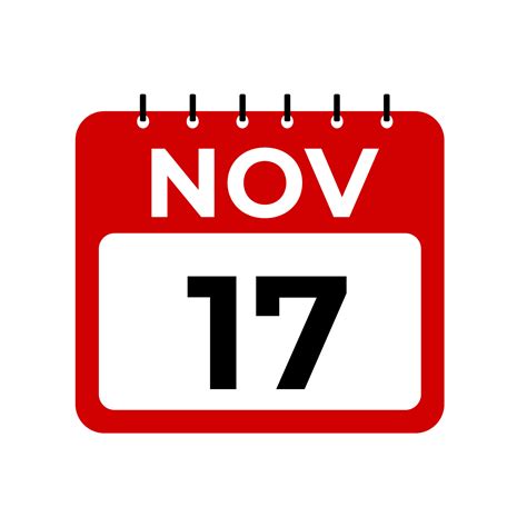 November 17 calendar reminder. 17 November daily calendar icon template ...