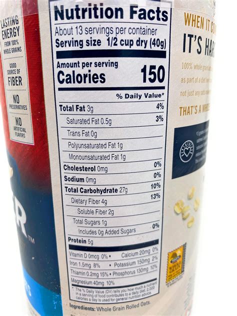 Quaker Oats Quick 1-Minute Oatmeal, Whole Grain Rolled Oats, 18Oz ...