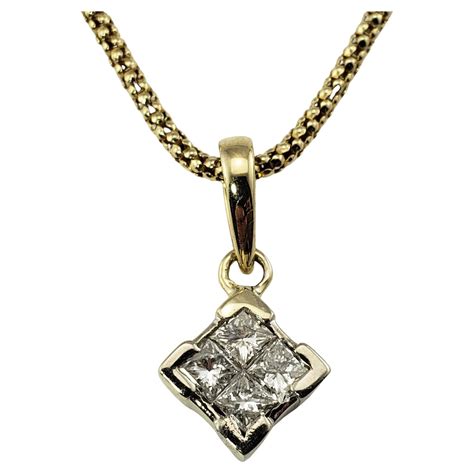 Vintage 14 Karat Gold V Diamond Pendant Necklace For Sale at 1stDibs ...