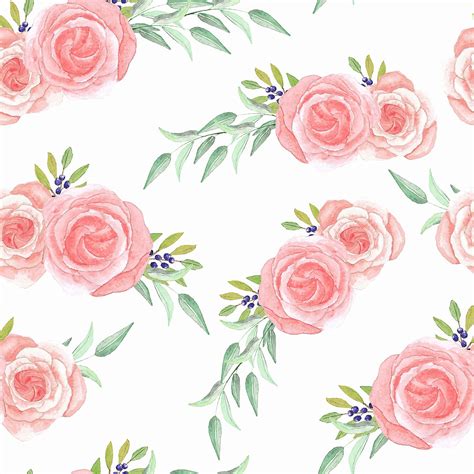 18+ Free Pink Rose With Green Leaves Pattern Seamless Vector