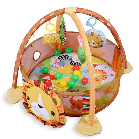 Baby Moo Lion Infant Play Mat Activity Gym With Hanging Toys And Balls ...