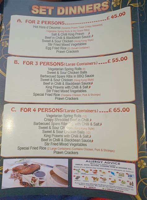 Menu at The New Golden Duck fast food, London, 425 High Rd