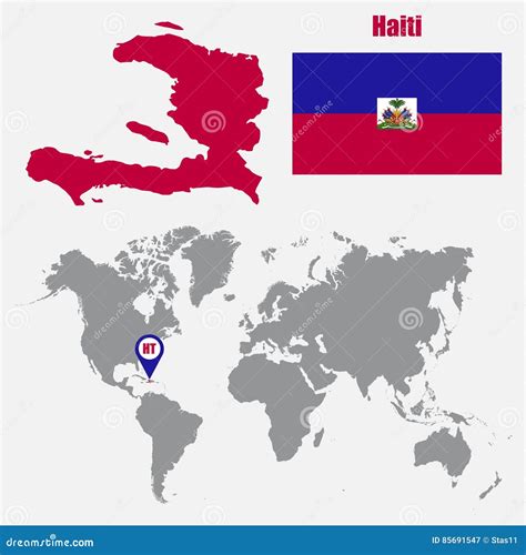 Haiti Map on a World Map with Flag and Map Pointer. Vector Illustration Stock Vector ...