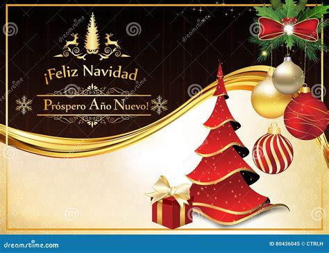 Spanish Greeting Card for Christmas and New Year Stock Illustration ...