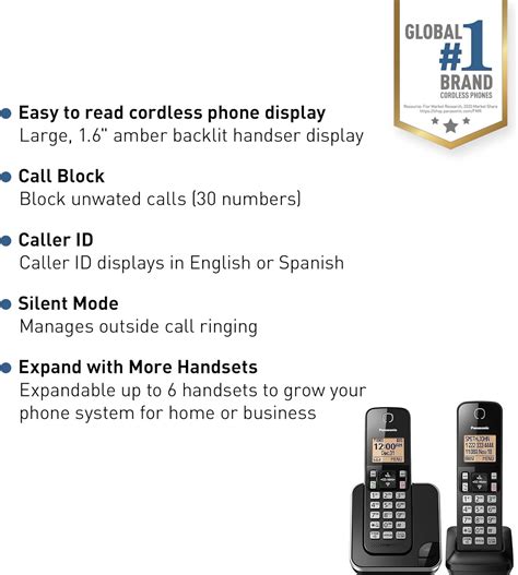 Buy Panasonic Expandable Cordless Phone System with Amber Backlit ...