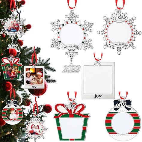 Amazon.com: Remerry 5 Pcs Christmas Photo Ornaments Christmas Tree ...