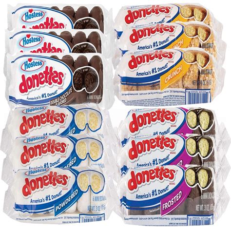 Hostess Donettes Variety Pack | Powdered, Frosted, Double Chocolate ...