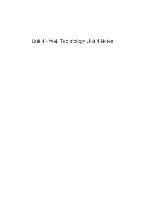 Unit 4 notes on web technology: Introduction to Java Beans - Studocu