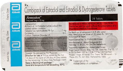 Femoston 1/10mg Strip Of 28 Tablets: Uses, Side Effects, Price & Dosage ...