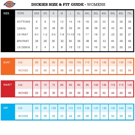 Dickies Size Chart – XYZ Originals®