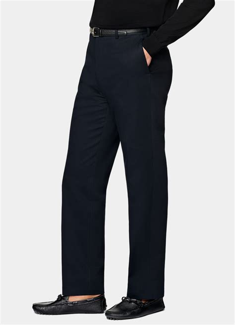 Navy Straight Leg Pants in Pure Cotton | SUITSUPPLY | SUITSUPPLY US