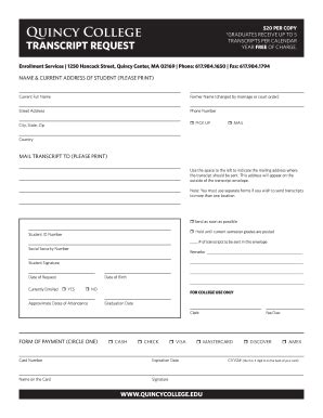 Quincy University Transcript Request - Fill Online, Printable, Fillable ...