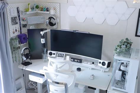 Image result for White Computer Desk Setup