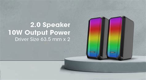 Zebronics Fame 1, 2.0ch speaker - 10W, RGB lights, AUX