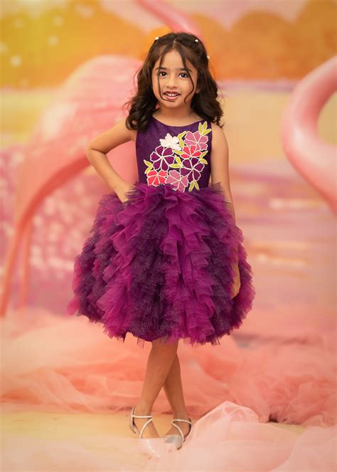 "Plum blossom" - Twilight Ruffle Gown – Samta And Shruti Studio